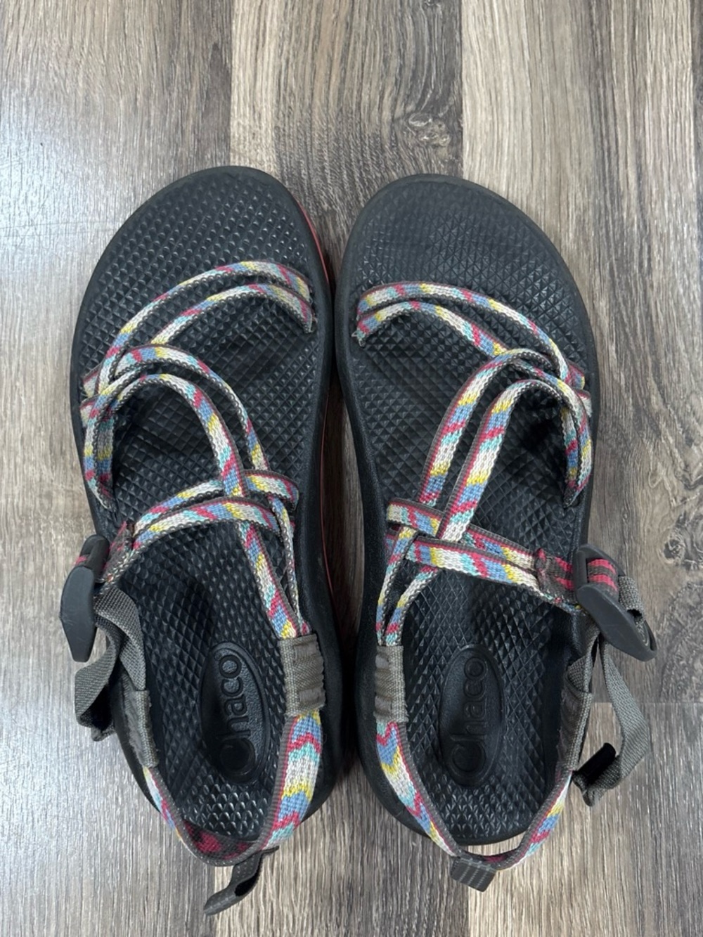 Chaco Neutral Brown Sandal with Multicolor Woven Strap